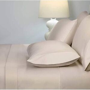 NEW KIRKLAND Cream Beige Queen Size Pima Cotton Bed Sheets 4 Pillowcases Set